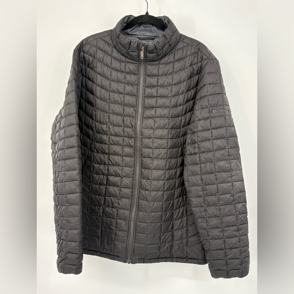 BEN SHERMAN Jacket Black Quilted Puffer Full Zip Pockets Men’s XL